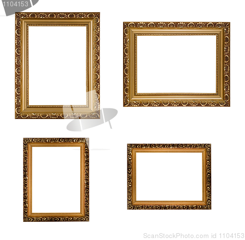 Image of Collage of carved vertical and horizontal golden wooden frames
