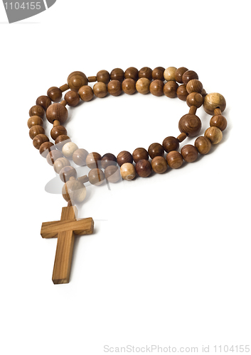 Image of Beads isolated over white with focus on christ