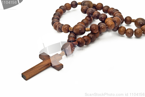 Image of Brown Wooden beads isolated over white