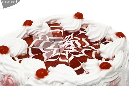 Image of Sweet dessert - iced cake with cherries