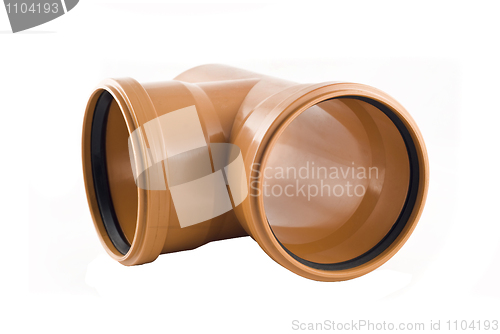 Image of Plastic T-branch sewer tube isolated over white