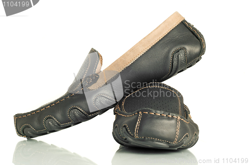 Image of Modern black mens shoes moccasins