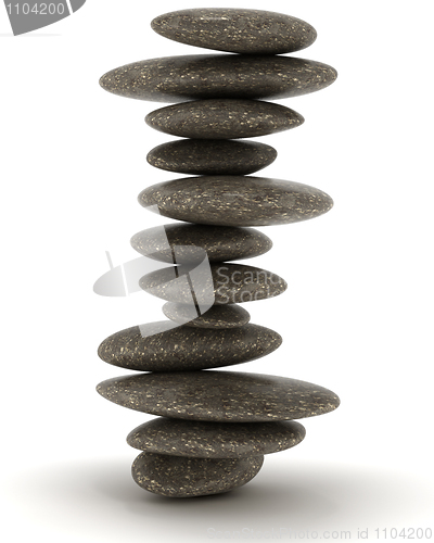 Image of Stability and Zen. Balanced black stones tower