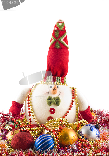 Image of Christmas - white snowman and decoration balls