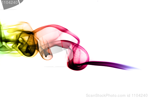 Image of Bright colored fume abstract over white
