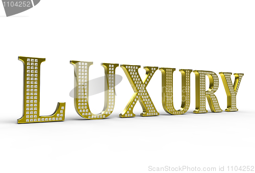 Image of Golden Luxury word with diamonds