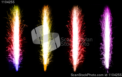 Image of Colorful Fireworks collage over black