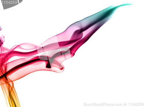 Image of Colored fume abstract waves on white