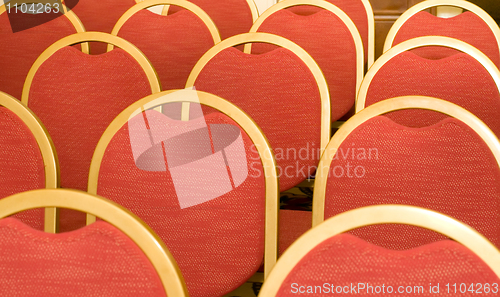 Image of Rows of Chairs for visitors in conference hall 