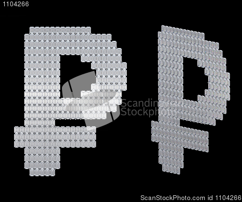 Image of Russian rouble symbol assembled of diamonds