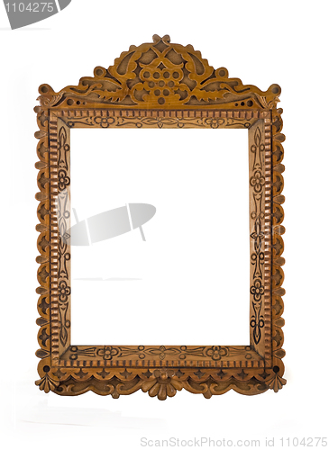 Image of Wooden carved Frame for picture or portrait isolated over white