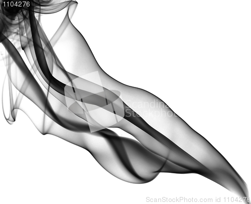 Image of Puff of black abstract smoke patterns over white