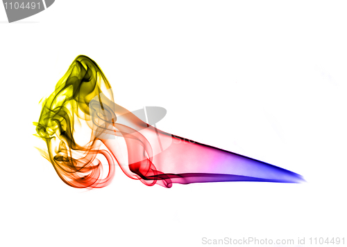 Image of Colorful smoke silhouette over white