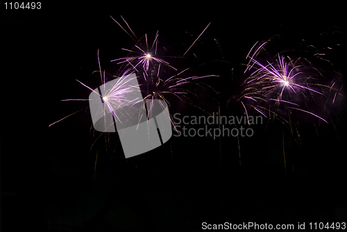 Image of Bright fireworks at night in the black sky