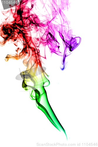 Image of Abstract colorful Smoke shape over white