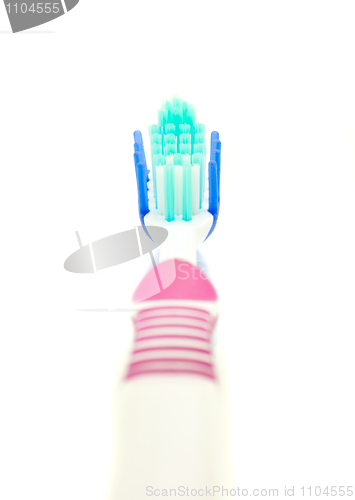 Image of Healthy teeth - modern toothbrush on white 