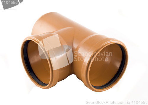 Image of Plastic T-branch sewer pipe isolated over white 