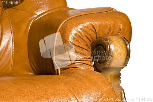 Image of Armrest of Antique leather armchair