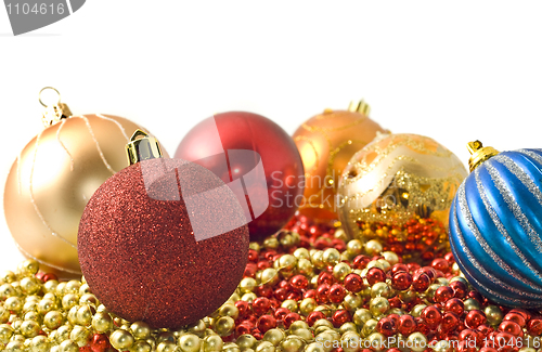 Image of Christmas - colorful decoration baubles and beads