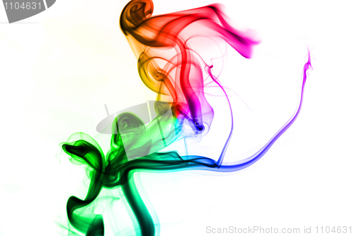 Image of Colored fume abstract on white 