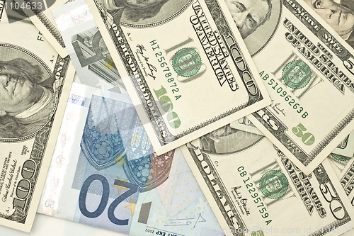 Image of Euro and US dollar banknotes