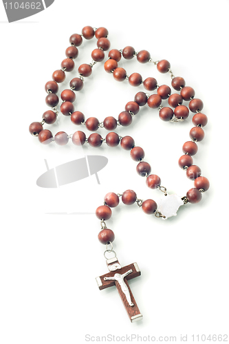 Image of Brown Wooden beads isolated over white