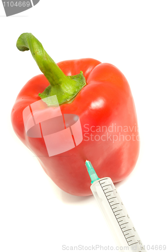 Image of GMO - pepper with syringe injection