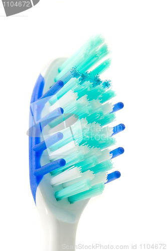 Image of Healthy lifestyle - extreme closeup of toothbrush