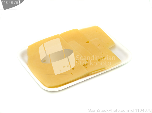 Image of Tasty sliced cheese in vacuum packing 