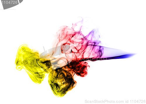 Image of Abstract colored Smoke Shape over white
