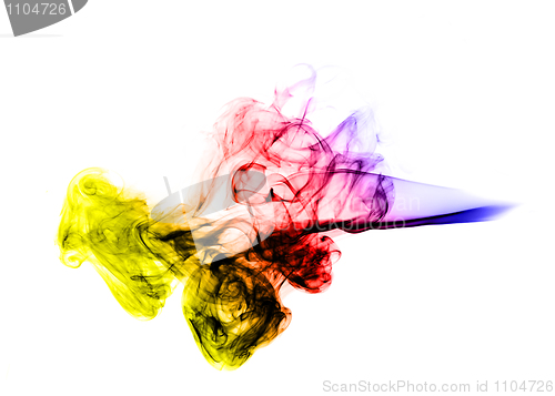 Image of Abstract colored Smoke Shape over white