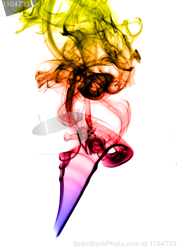 Image of Colored abstract Smoke over white 