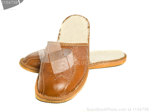 Image of Pair of brown mens house slippers