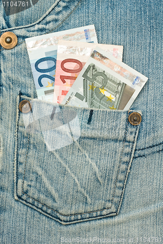 Image of Money in the jeans pocket - Euro