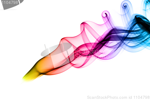 Image of Bright colorful fume abstract shapes over white