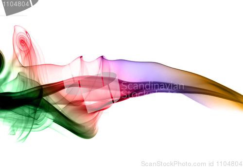 Image of Bright colorful fume abstract over white