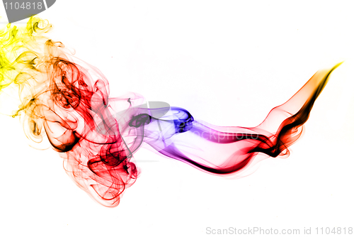 Image of Abstract Colored Smoke shape over white
