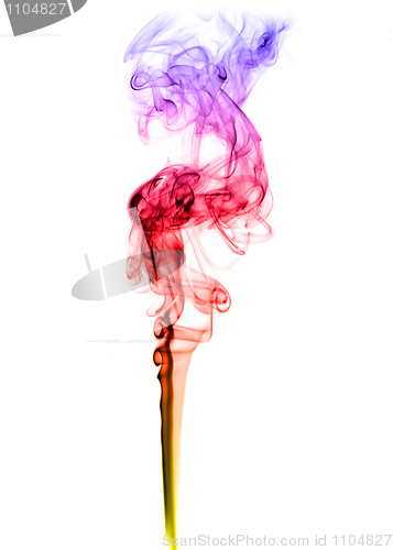 Image of Colored puff of abstract smoke over white