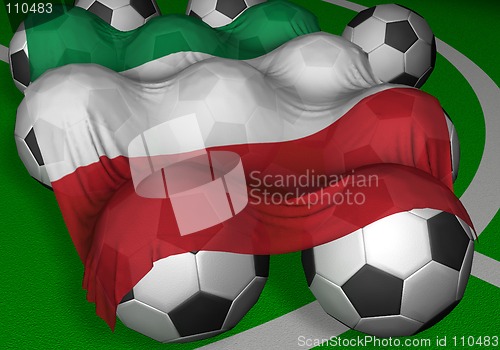 Image of 3D-rendering Italy flag and soccer-balls