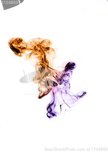 Image of Abstract colorful Smoke pattern over white