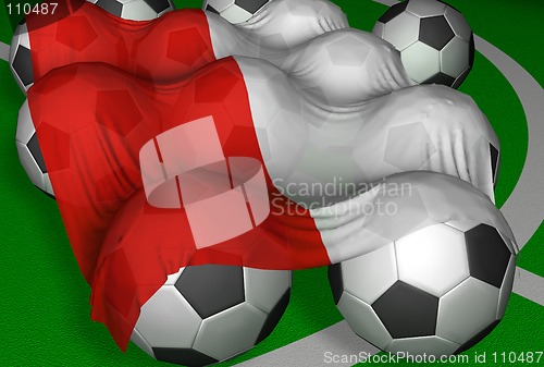 Image of 3D-rendering Poland flag and soccer-balls