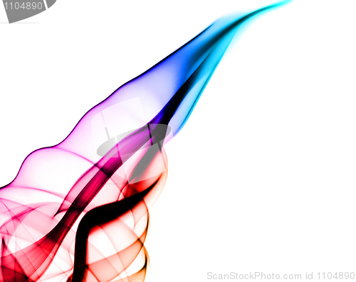 Image of Gradient colored fume abstract shape over white