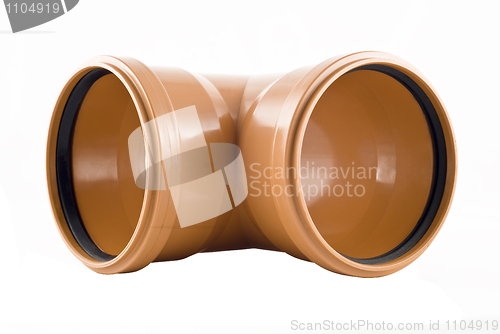Image of Plastic T-shaped sewer tube isolated
