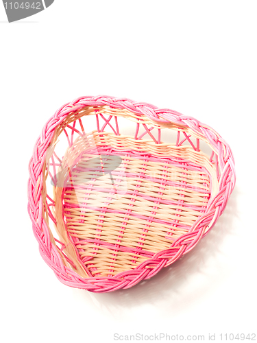 Image of Pink woven basket for gifts on white