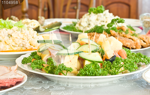 Image of Canape with cheese and mushrooms