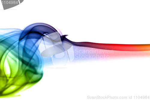 Image of Bright colorful fume abstract shapes over white