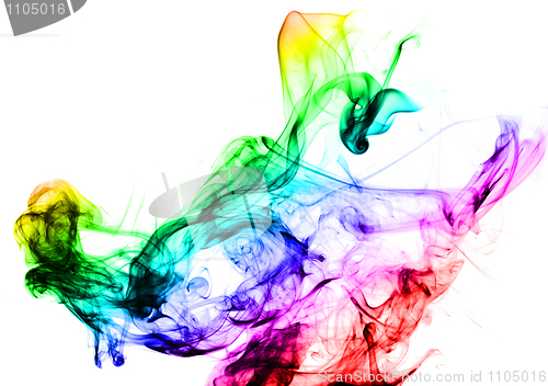 Image of Colored with gradient abstract fume shape over white