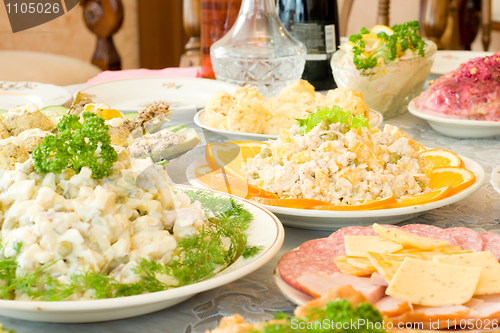 Image of Salad with oranges. Banquet in the restaurant