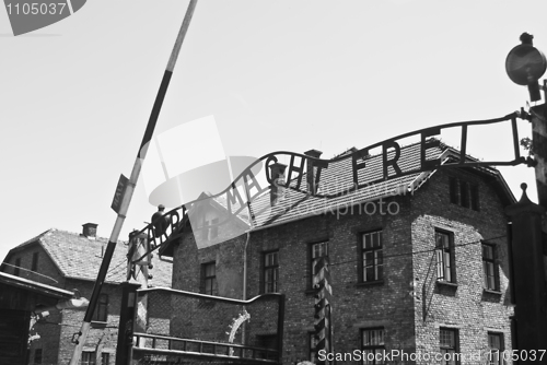 Image of Arbeit macht frei - symbol of Auschwitz