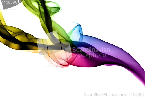 Image of Abstract colorful fume shapes on white